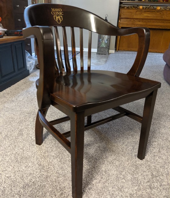 Art deco chair office chair for Mayo Clinic in Rich Tobacco Stain