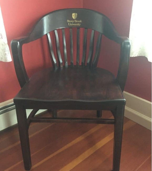 SUNY Stonybrook classic alumni chair, a black captain's chair
