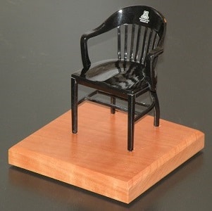 Black miniature college chair on maple base as donor appreciation gifts