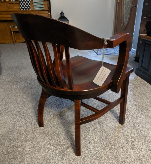 Rear of Brown Affinity Classic Alumni Chair with Mission Maple (OCS225) Stain, college chairs