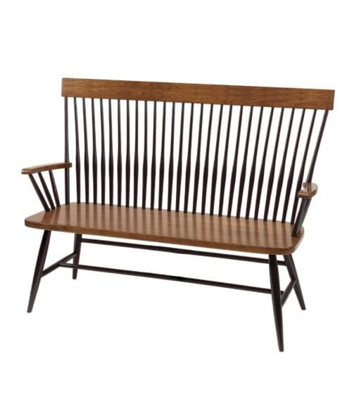 Brown Affinity Columbiana Comback Bench with blacklegs and no logo for college chairs