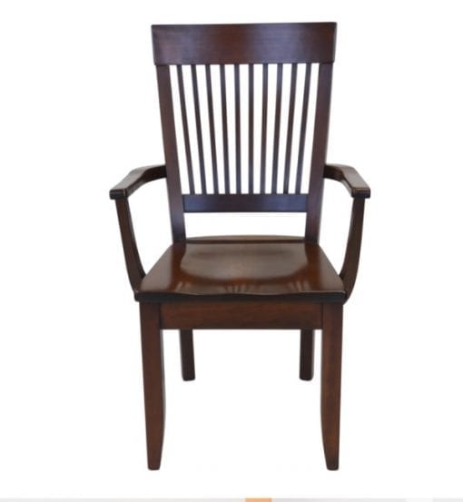 dark brown mission arm chair - front view