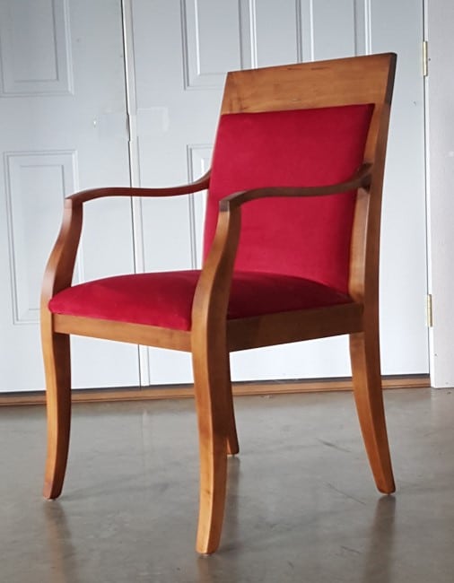 Maple Affinity Laureate Chair with red leather for Ohio State and college chairs