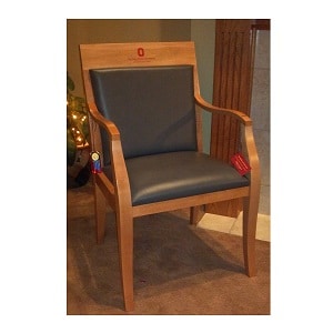 right side view of Ohio State Laureate chair with gray leather upholstery