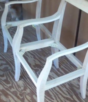 partially finished Laureate Chair as an example of college chair construction