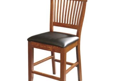 Brown Affinity Mission Bar Chair bar chair with black leather seat left view