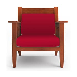MIssion Chair with red upholstery front view