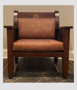 Brown Affinity Mission Chair with brown leather - college chairs