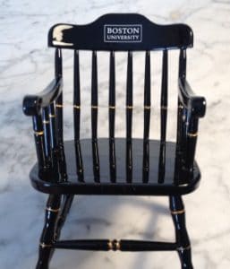 One of our black fundraising chairs for Boston University 