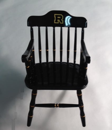 One of our black miniature Rollins College fundraising chairs 