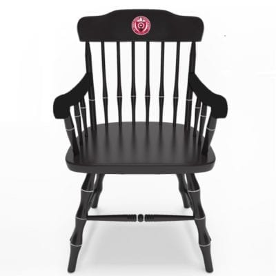 Ohio State University seal on a black captain's chair