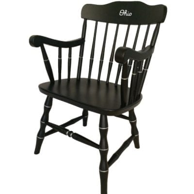 Black Affinity Traditional Captain's Chair for Ohio State with Script Ohio on the front , facing left