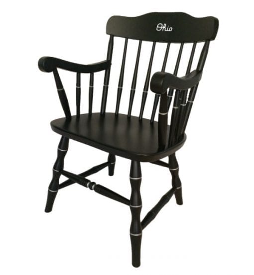 Black Affinity Traditional Captain's Chair for Ohio State with Script Ohio on the front , facing left