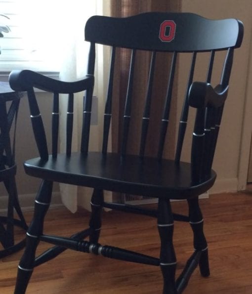 Black Ohio State University Captain's Chair with block ""O" logo facing left - college chairs