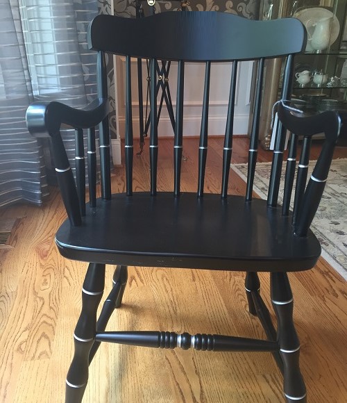 Black Affinity Traditional Captain's Chair w gold jand-striping and no logo - college chairs