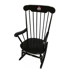 Black Traditional Rocking Chair with Ohio state logo for college chairs