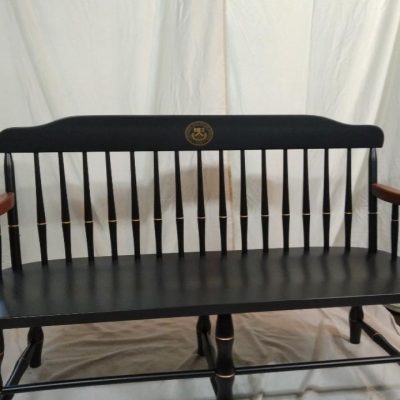 Front view of a 60-inch-wide, black, Affinity Traditional Deacon's Bench