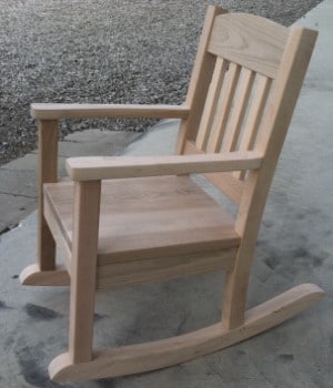 partially finished Shild Rocking Chair as an example of college chair construction