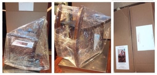 three images of chair delivery