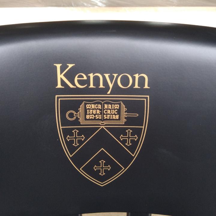 Kenyon College Chair with Gold Logo on custom logo chairs