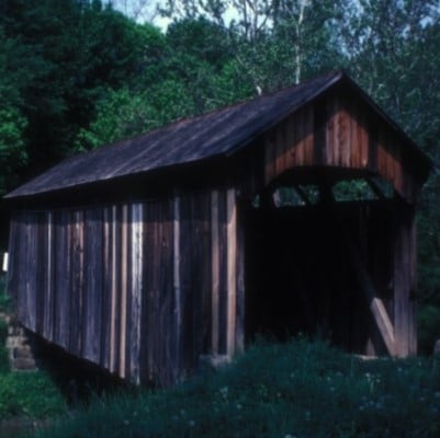 Covered bridge in Columbian Count, Ohio where Alumni Chairs builds wood captains chairs