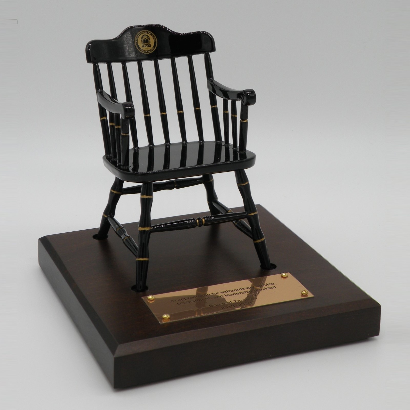 Black Miniature Captain's Chair on Cherry Wood Base