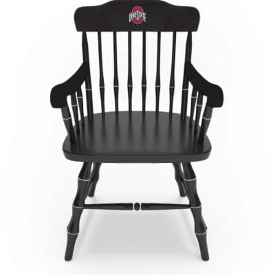 Black Ohio State Traditional Captain's chair with Ohio state athletic Block O logo