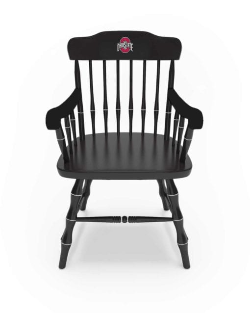Black Ohio State Traditional Captain's chair with Ohio state athletic Block O logo