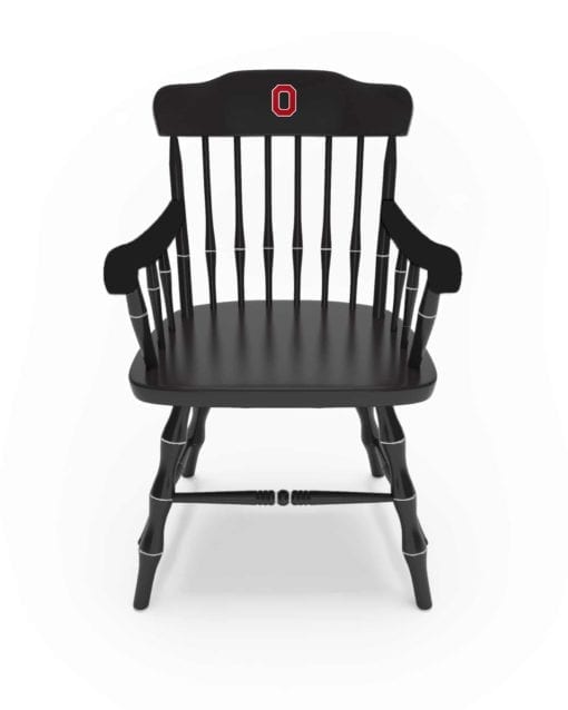 Black Ohio State Traditional Captain's chair with Ohio state scarlet Block O logo