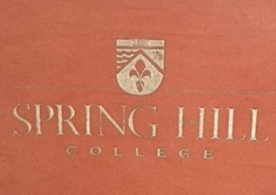 Spring Hill Logo & word engraved on cherry chair - college chairs