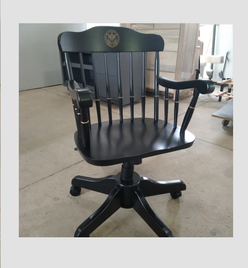 Black University of Southern California Chair , a captain's Swivel chair with USC seal for college chairs